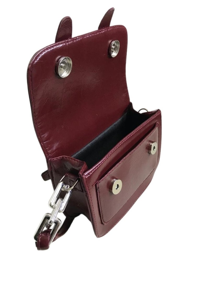 Small Crossbody Bag for Women and Girls, Shiny Faux Leather Design, Lightweight and Stylish, Ideal for Daily Use, Size 14 cm Length x 18 cm Width - Image 5